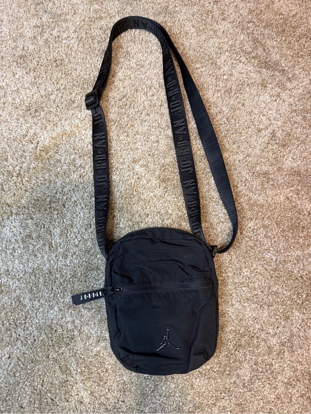 Jordan Black Mini Crossbody Pouch with Logo Strap